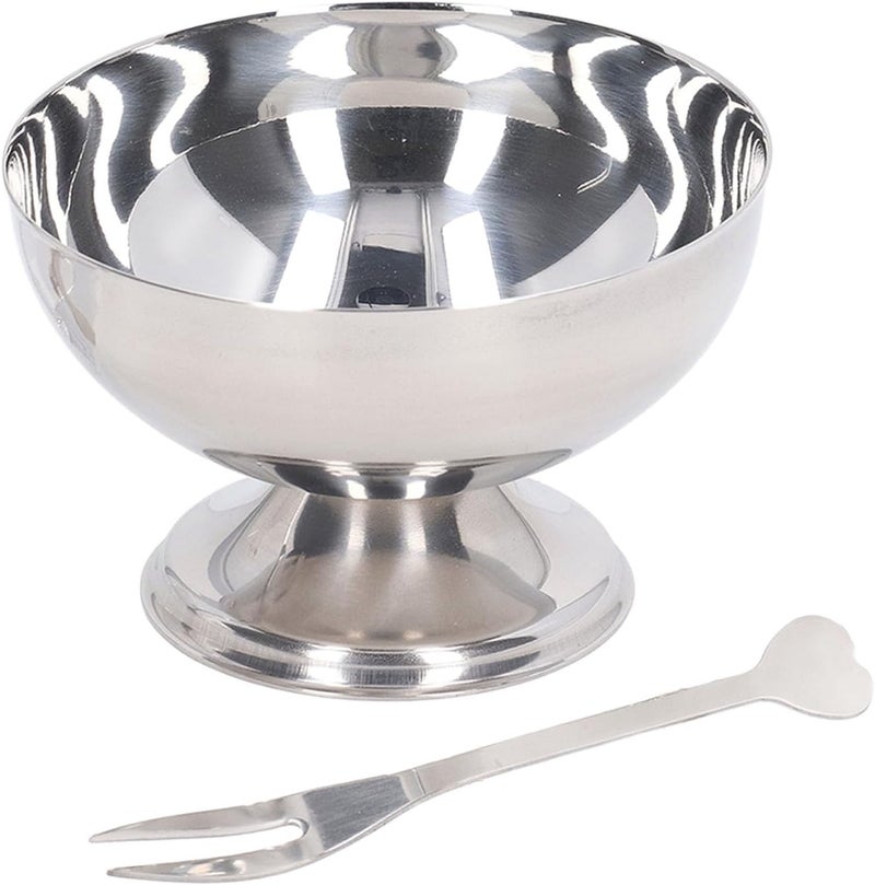 Stainless Steel Ice Cream Bowl 150ml with Fork for Sundaes Salad Dessert Serving - Image 1
