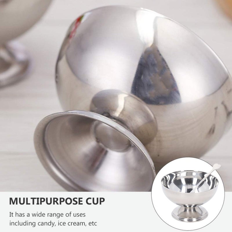 Stainless Steel Ice Cream Bowl 150ml with Fork for Sundaes Salad Dessert Serving - Image 5