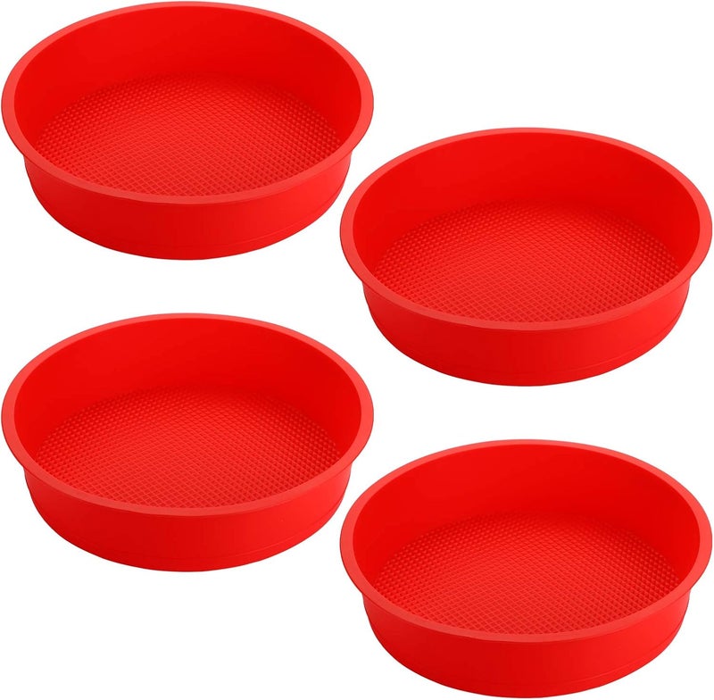 Bekith 4 Pack 9" Silicone Round Cake Pans, Silicone Cake Pans for Baking, Quick Release Baking Mold Round - Image 1