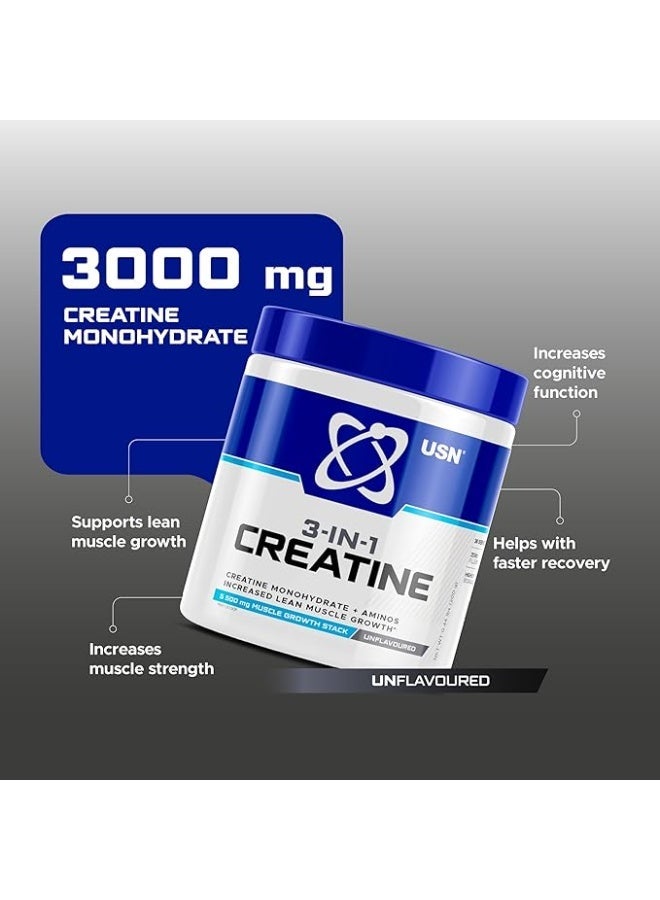 USN 3-IN-1 Creatine Monohydrate Grape Flavor 200g – Strength, Power & Performance Support - Image 4