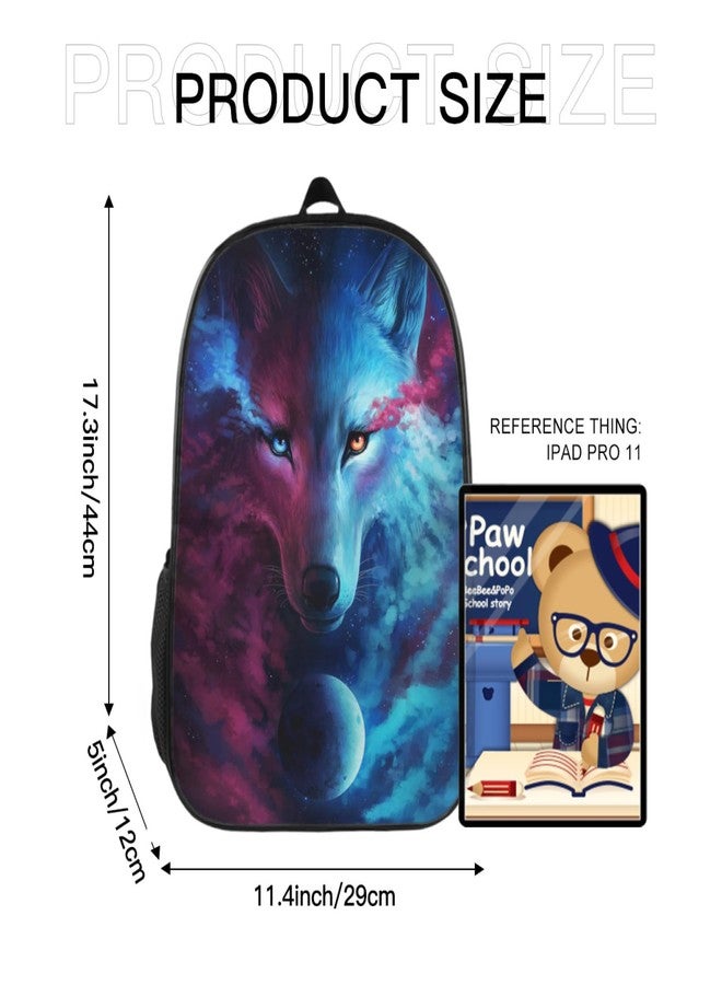 Bzkier Backpack Fun Cute Wolf Bookbag Women Men Black Backpack for Outdoor Sports Travel Camping Hiking Office Work Laptop Bag - Image 3