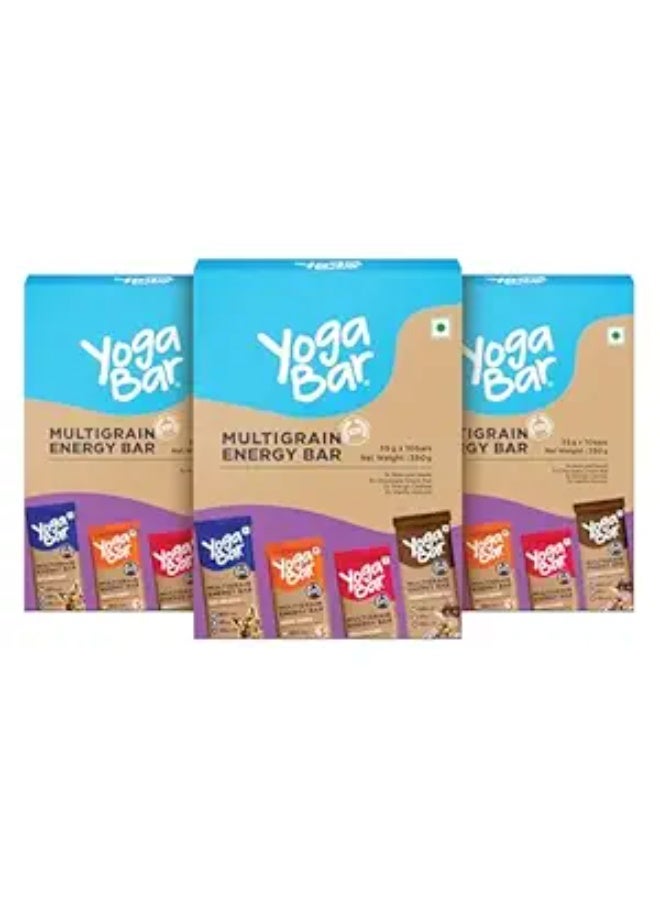 Yogabar Multigrain Energy Bars, 30 Bars | Healthy Diet with Fruits, Nuts, Oats and Millets | Gluten Free and High Protein | Packed with Chia and Sunflower Seeds