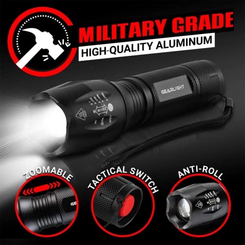 GearLight LED Flashlights - Mini Camping Flashlights with High Lumens, 5 Modes, Zoomable Beam - Bright and Versatile Flash Light for Outdoor and Home Use - S1000-2 Pack, (Batteries Not Included) - Image 5