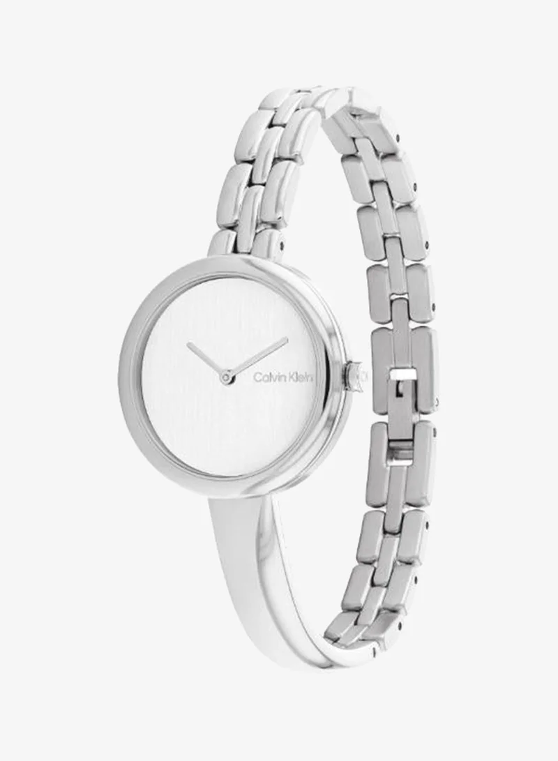 Calvin Klein  Bangled Collection Analog Quartz Watch For Women With Silver Stainless Steel Bracelet - 25200278 for Women | Best Price UAE