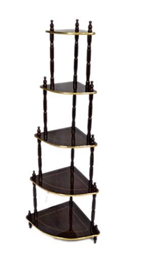 APEROL DESIGN Wooden Corner 5 ShelveTier Wooden Wall Corner Table Wall Decorative Shelf Brown Finish Multipurpose
