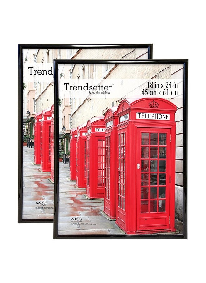 أم سي أس إطار ملصق MCS Trendsetter مقاس 18 × 24 بوصة أسود لامع، إطار صورة كبير عمودي وأفقي معلق على الحائط للصور والملصقات والمطبوعات الفنية (عبوتان)  - Image 1