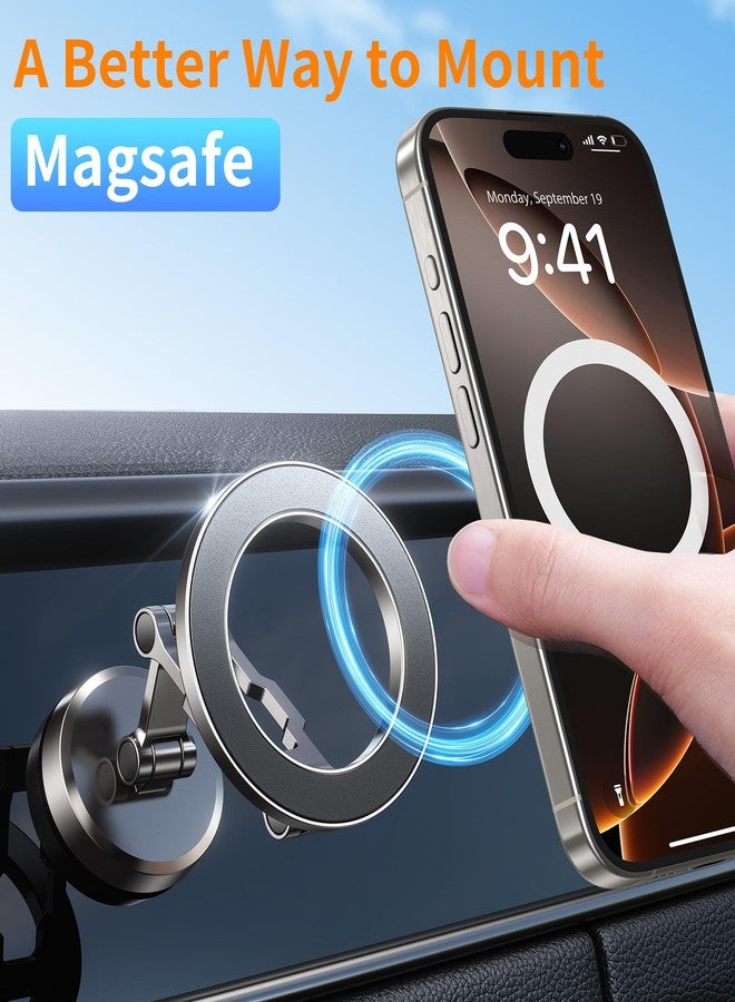 Kaistyle for Magsafe Car Mount【360° Adjustable】 Magnetic Phone Holder for Car Holder Mount【All-Metal】 Foldable Cell Phone Holders for Your Car Dash for iPhone 16 Pro Max 15 14 13 12 Plus Mini - Image 5