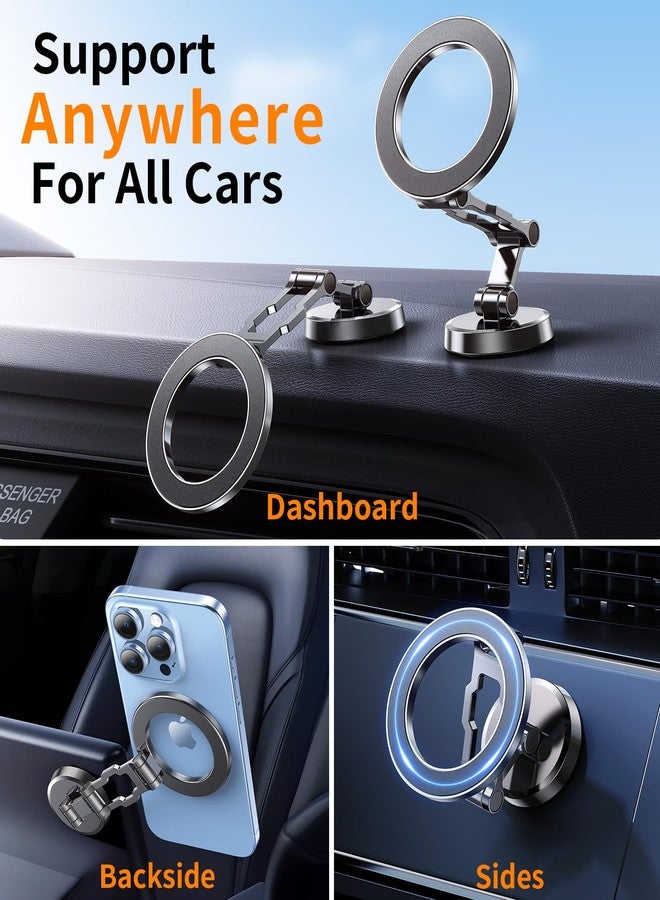 Kaistyle for Magsafe Car Mount【360° Adjustable】 Magnetic Phone Holder for Car Holder Mount【All-Metal】 Foldable Cell Phone Holders for Your Car Dash for iPhone 16 Pro Max 15 14 13 12 Plus Mini - Image 2