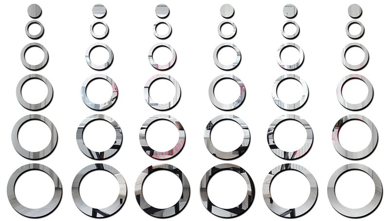 Wall1ders Wall1ders 36 Big Rings Silver Six Size Ring Mirror Stickers for Wall Acrylic Mirror Wall Decor Sticker Wall Mirror Stickers Acrylic Stickers Wall Stickers for Hall Room Bed Room Kitchen