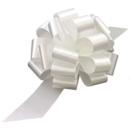 GiftWrap Etc Large White Ribbon Pull Bows - 9" Wide, Set of 6, Wedding Decor, Reception, Anniversary, 4th of July, Bows for Gifts, Christmas, President's Day, Memorial Day - Image 1