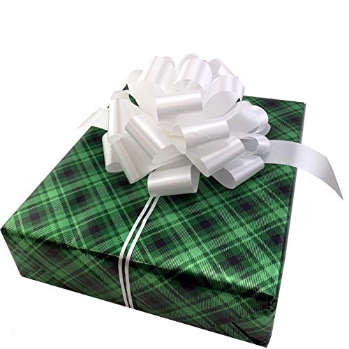 GiftWrap Etc Large White Ribbon Pull Bows - 9" Wide, Set of 6, Wedding Decor, Reception, Anniversary, 4th of July, Bows for Gifts, Christmas, President's Day, Memorial Day - Image 2