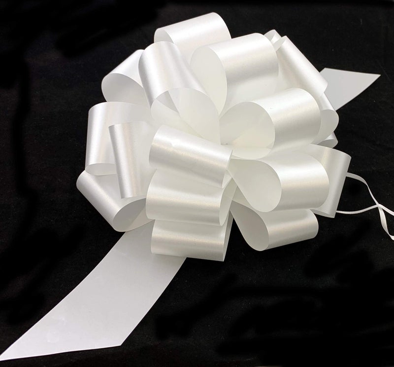 GiftWrap Etc Large White Ribbon Pull Bows - 9" Wide, Set of 6, Wedding Decor, Reception, Anniversary, 4th of July, Bows for Gifts, Christmas, President's Day, Memorial Day - Image 3