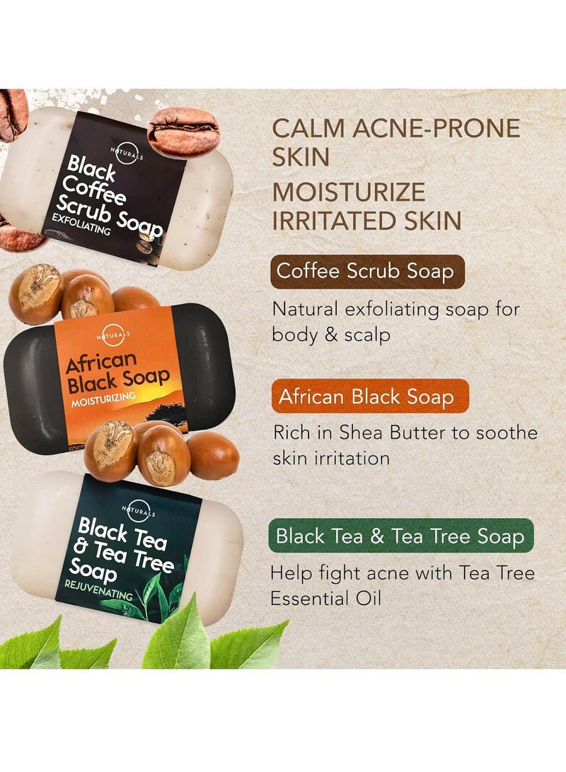 O Naturals O Naturals 6-Piece Black Soap Bar Collection. 100% Natural. Organic Ingredients. Helps Treat Acne, Repairs Skin, Moisturizes, Deep Cleanse, Luxurious. Face & Body Women & Men. Triple Milled, Vegan 4oz - Image 2
