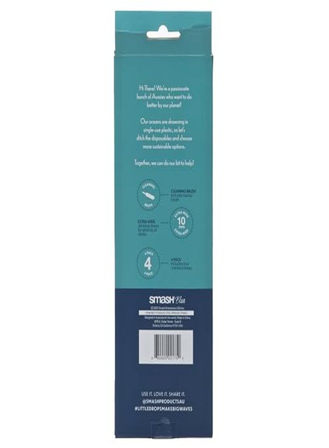 Smash Stainless Steel Extra Wide Reusable Straws, 4-Pack with silicone tips includes cleaning brush - Image 4