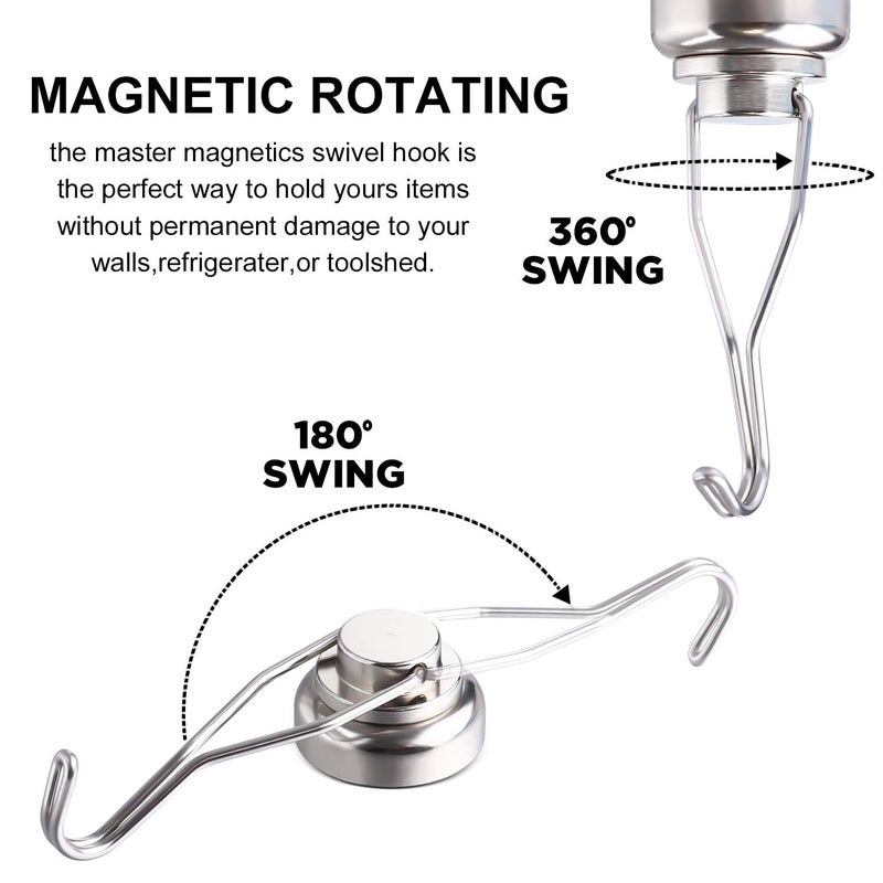 MIKEDE 10 Pack Swivel Swing Magnetic Hooks 60 LBS Magnetic Hooks Heavy Duty for Cruise Cabins Strong Neodymium Magnetic Swivel Hooks for Hanging Refrigerator and Other Magnetic Surfaces - Image 3