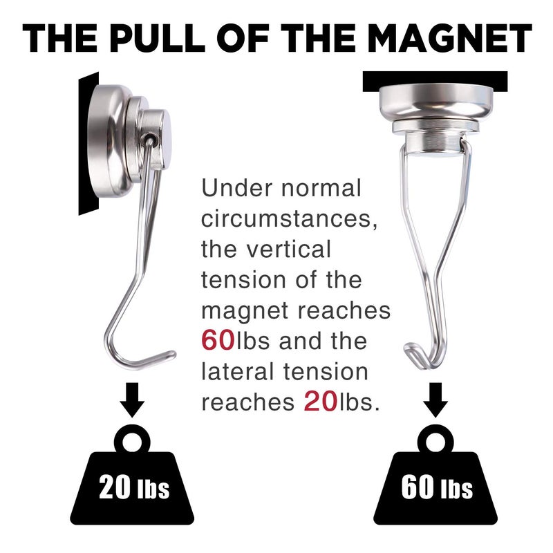 MIKEDE 10 Pack Swivel Swing Magnetic Hooks 60 LBS Magnetic Hooks Heavy Duty for Cruise Cabins Strong Neodymium Magnetic Swivel Hooks for Hanging Refrigerator and Other Magnetic Surfaces - Image 2