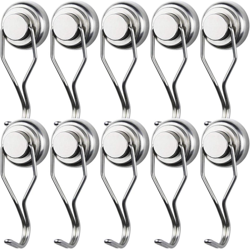 MIKEDE 10 Pack Swivel Swing Magnetic Hooks 60 LBS Magnetic Hooks Heavy Duty for Cruise Cabins Strong Neodymium Magnetic Swivel Hooks for Hanging Refrigerator and Other Magnetic Surfaces - Image 1