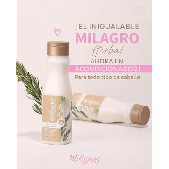 Milagros Acondicionador Herbal | Disminuye la Caida Del Cabello y Aporta Suavidad y Brillo, Beige - Image 2