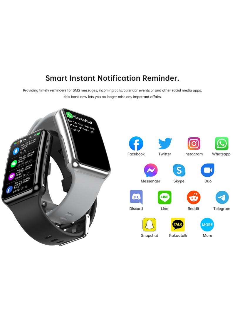 AROAQ C6 Plus Smart Watch, IP67 Waterproof Bluetooth Smart Sports Watch, 1.47" Large Color Display Health Monitoring Fitness Watch, Stainless Steel Case Smart Wrist Watch With Heart Rate Monitor, (Silver) - Image 3