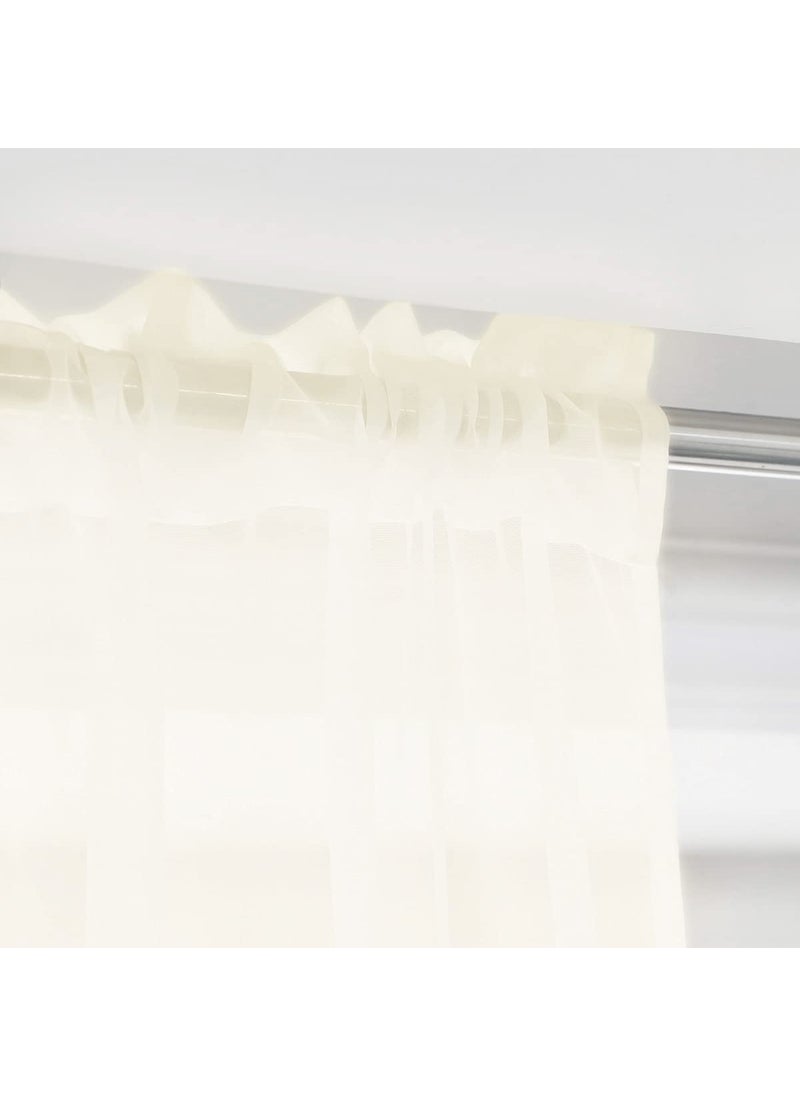 L&TEC Window Beige Sheer Curtains 60 Inches Width 84 Inches Long 2 Panels Sheer Curtains Clear Curtains Basic Rod Pocket Panel for Home/Living Room/Bedroom/Kids Room  - Image 4