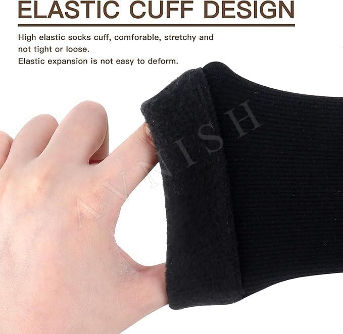 AVNISH Women's Calf Length Woolen Thumb Socks, Solid Winter Snow Warm Fleece Lined Thermal Stretchy Elastic Regular Thick Wool Fur Velvet Snow Socks Plush Girls/Ladies/Women (Pack Of 4, multicolor) - Image 2