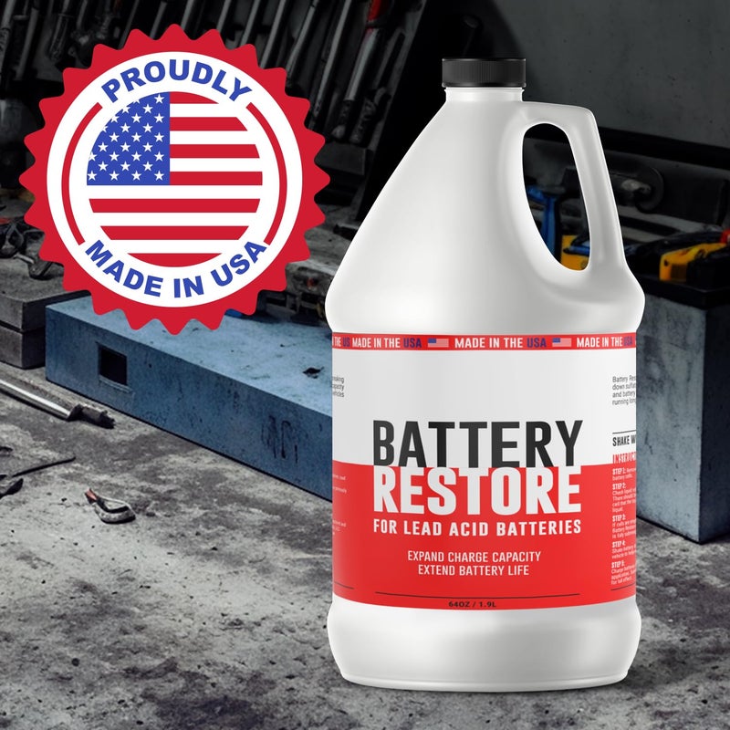 Samorillo Battery Restore Desulfator Solution - 64 oz Refill - Lead Acid Battery Reconditioning for Golf Carts, Motorcycles, Boats & ATVs - Extends Life & Charging Capacity - Non-Toxic - Made in the USA - Image 4