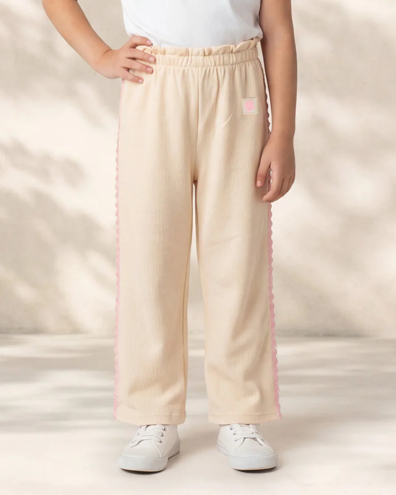 ردتاغ Girls Cream Solid Wide Leg Pants