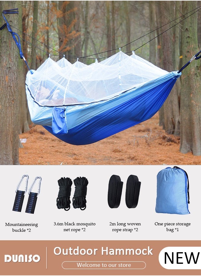 DUNISO Outdoor Hammock,Double or Single Portable Camping Hammocks, Outdoor Hammock with Tree Strap, Storage Bag and Mosquito Net for Camping, 260cm*140cm, Up to 200kg  - Image 1