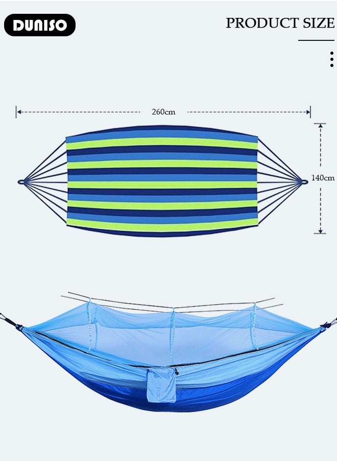 DUNISO Outdoor Hammock,Double or Single Portable Camping Hammocks, Outdoor Hammock with Tree Strap, Storage Bag and Mosquito Net for Camping, 260cm*140cm, Up to 200kg  - Image 4