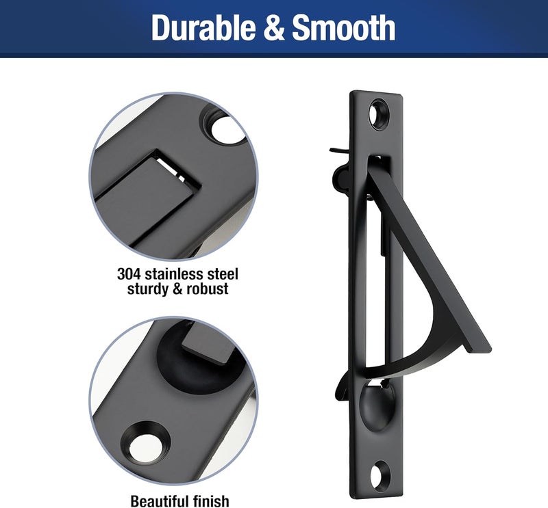 JOY DECOR 1 Pack Matte Black Pocket Door Pull, Solid Flush Edge Handle, Pocket Door Hardware - Image 4