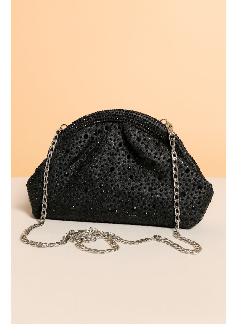 Women's black Evening Bag – Elegant Clutch for Parties & Special Occasions – Spacious Crossbody Purse with Long Chain – Stylish Handbag for Women - Image 5