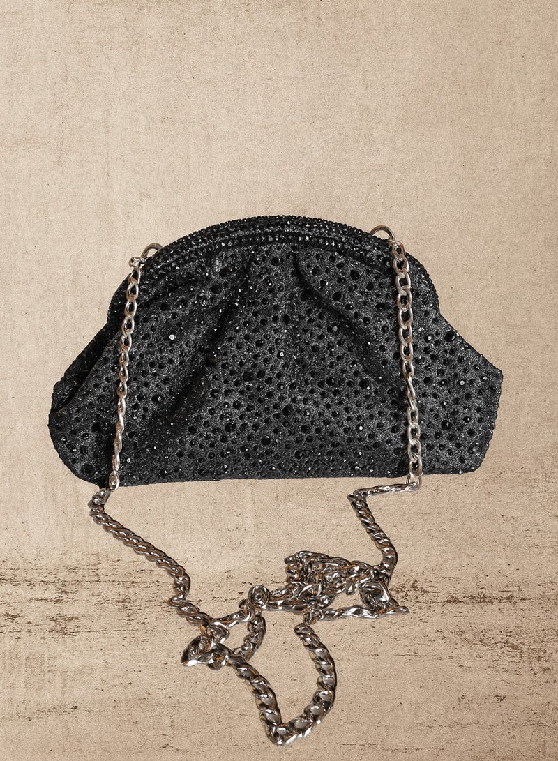 Women's black Evening Bag – Elegant Clutch for Parties & Special Occasions – Spacious Crossbody Purse with Long Chain – Stylish Handbag for Women - Image 4