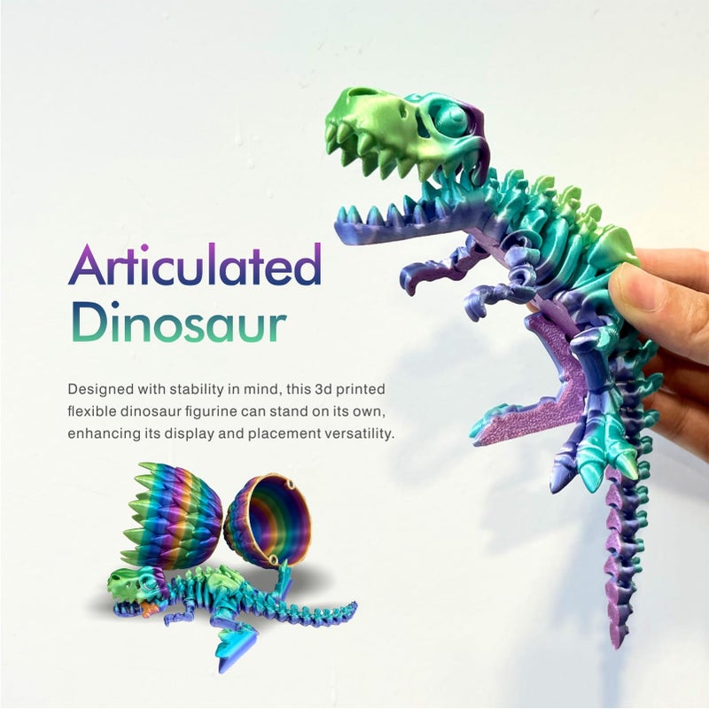 utosday Easter Eggs Filled with Dinosaur Toys, 3D Printed Animals Mystery Crystal Dragon Egg with Articulated Tyrannosaurus Rex, Easter Basket Stuffers Fidget Toy for Adults Kids (Candy) - Image 2