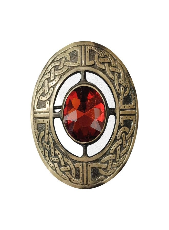 AAR Men's Kilt Brooch Pin Stones Scottish Fly Plaid Celtic Antique Plated Norse Vintage Jewelry - Image 1