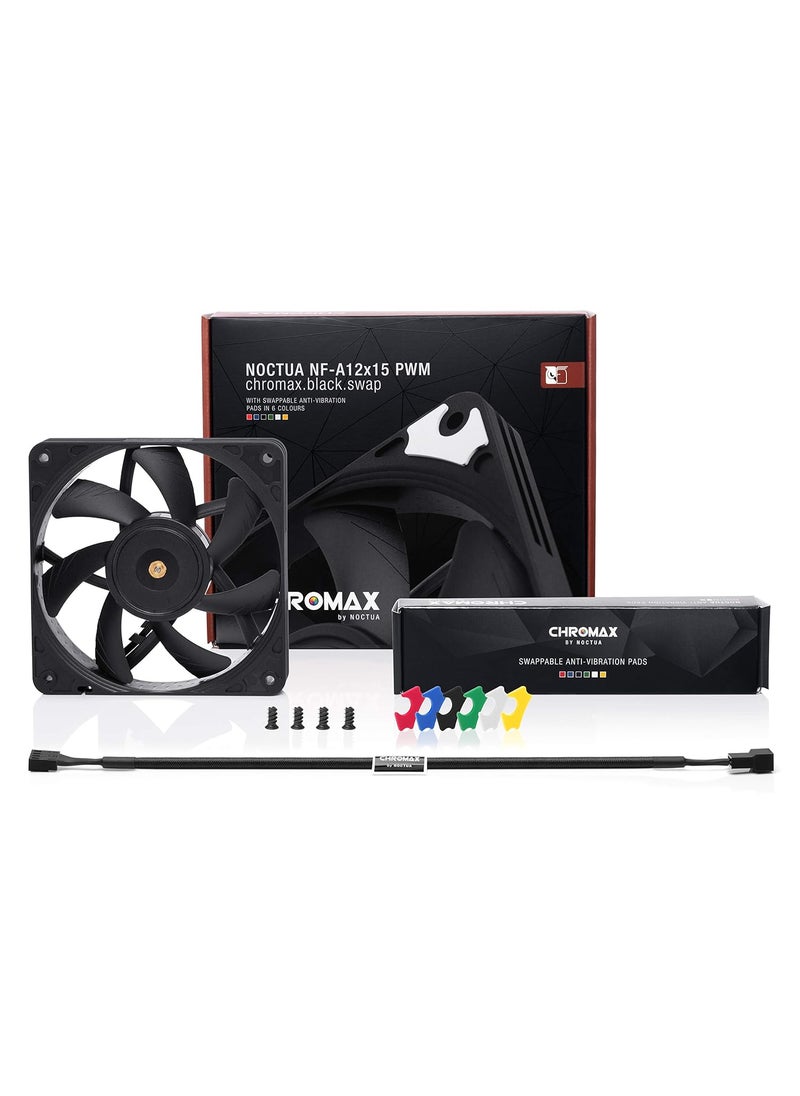 NOCTUA Noctua Chromax Black Swap 120mm 1850RPM PWM Computer Case Fan wAntiVibration Pads  - Image 3