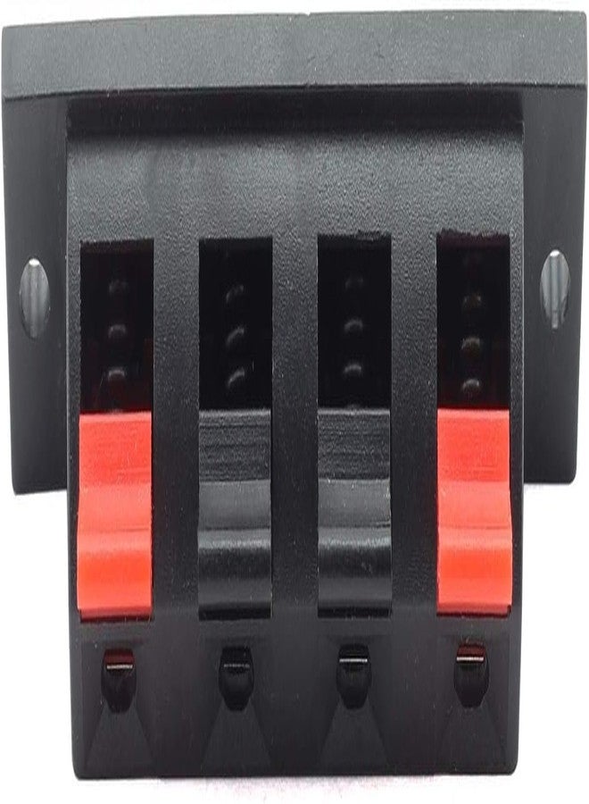 UNIVERSAL HUB 4Pcs Speaker Terminal Block 4 Pin, Stereo Push Release Connector Plate, Spring Loaded Clamp, Red and Black Tabs, for Amplifiers and Audio Equipment - Image 1