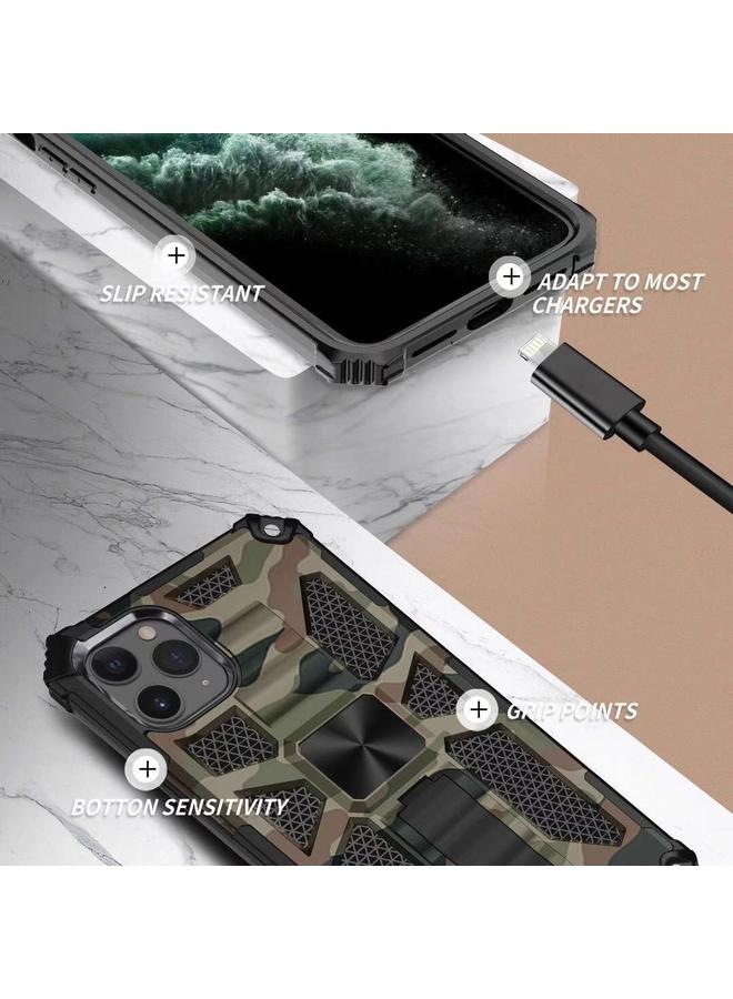S-TOP Case For iPhone 11 Pro Max Camouflage Armor Shockproof TPU + PC Magnetic Protective Case with Holder - Image 4