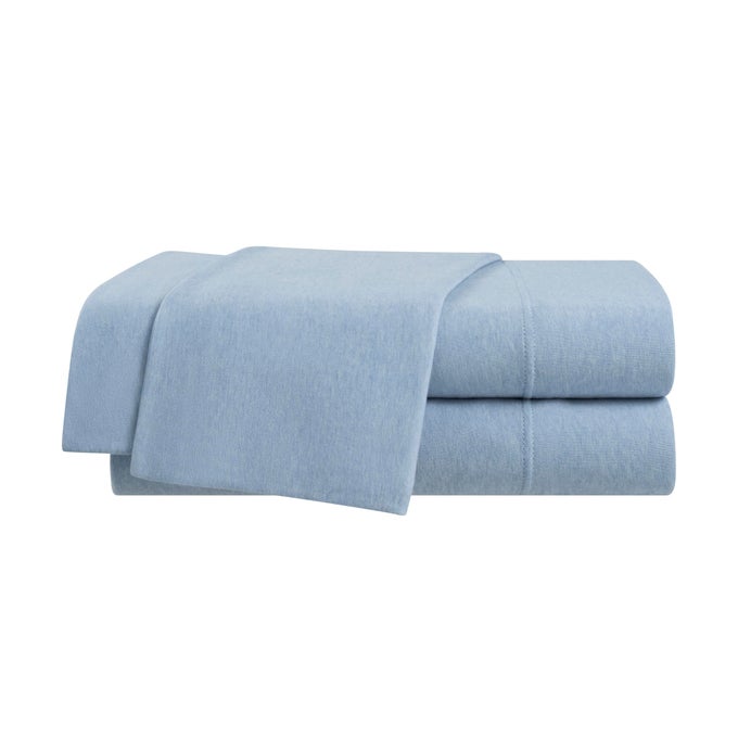 SOLID JERSEY KNIT 3PIECE TWIN SIZE SHEET SET COTTON BLEND SOLID SHEET SET ULTRASOFT COZY TSHIRT BED SHEET SET DEEP POCKET EASY CARE BLUE SHEET SET TWIN BLUE