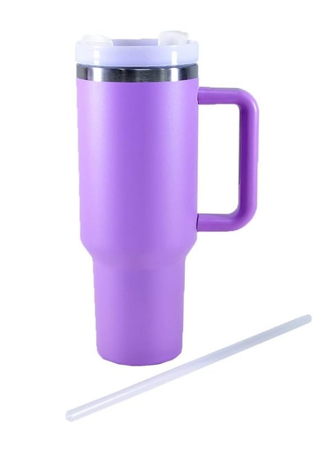 Thermal Mug with Handle and Straw, Stainless Steel Keeps Drinks Cold and Hot