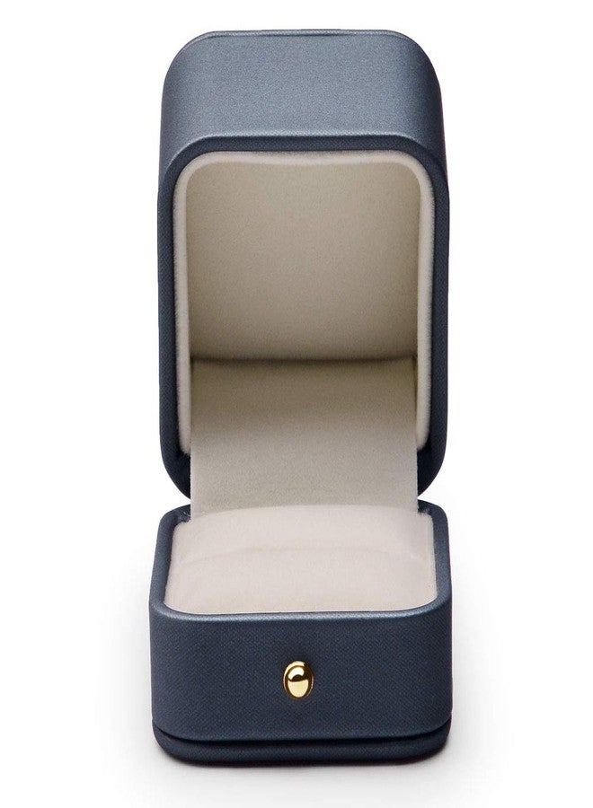 Oirlv Gorgeous Steel-Blue Ring Box Premium Leather Ring Gift Box for Wedding,Proposal Jewelry Storage Case - Image 4