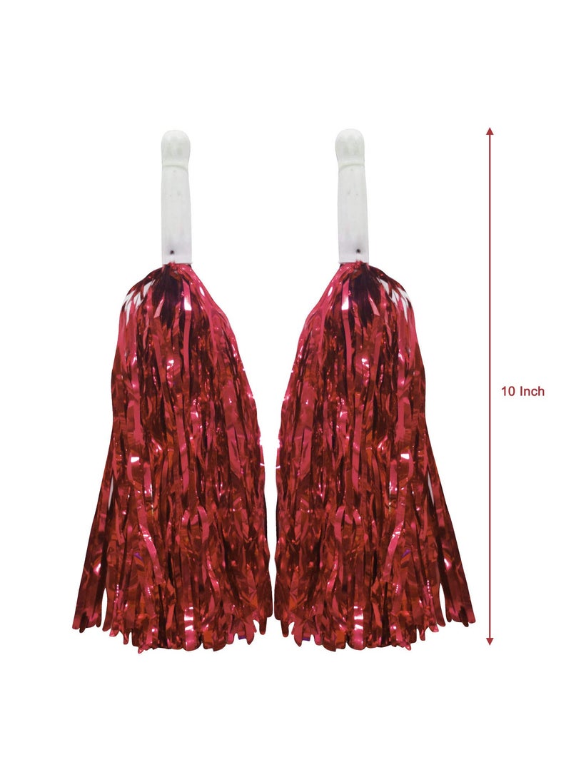 Asian Hobby Crafts Asian Hobby Crafts Kid Pom Poms For Cheerleading Celebrations Sport Events Party Dcor Room Dcor Etc Color Red Pack Of 2 Size 10 Inches  - Image 2
