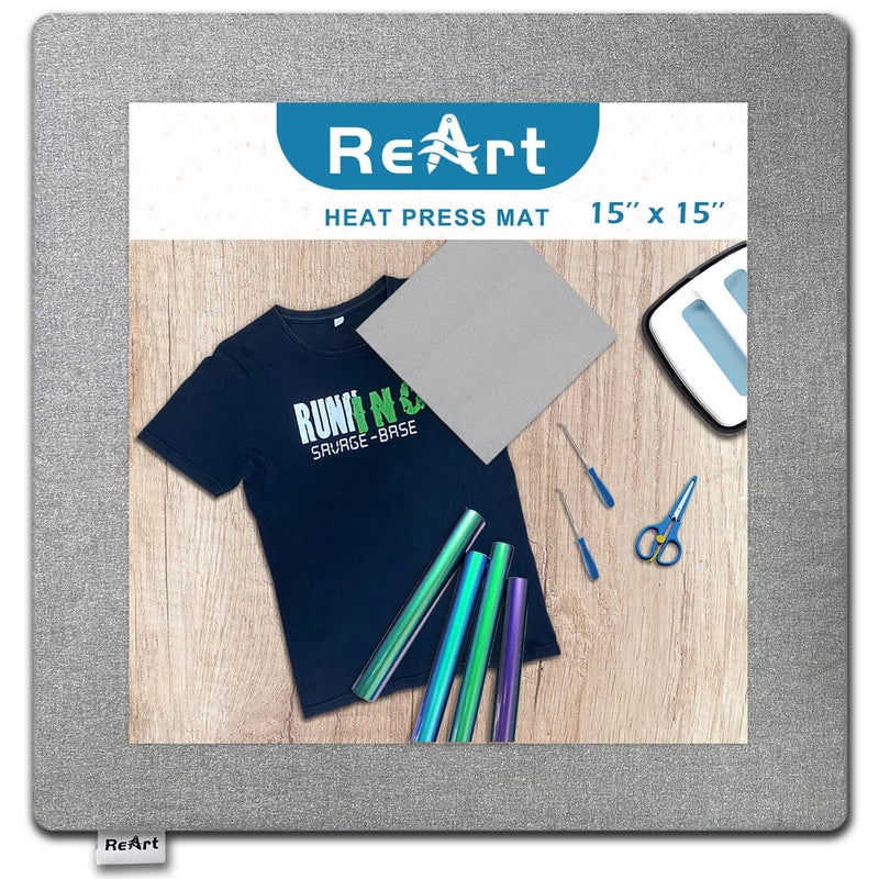 ReArt 15 x 15 Heat Press Mat for Cricut Easypress Both Sides Applicable Mat for Heat Press Machines and HTV and Iron On Projects