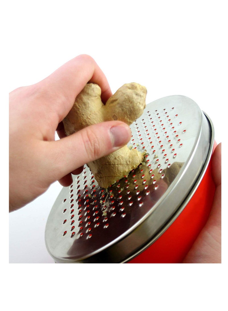 SYOSI Cheese Grater Citrus Lemon Zester with Food Storage Container & Lid - Perfect For Hard Parmesan Or Soft Cheddar Cheeses, Ginger, Vegetables, Butter, Chocolate & Nutmeg (Red)  - Image 4