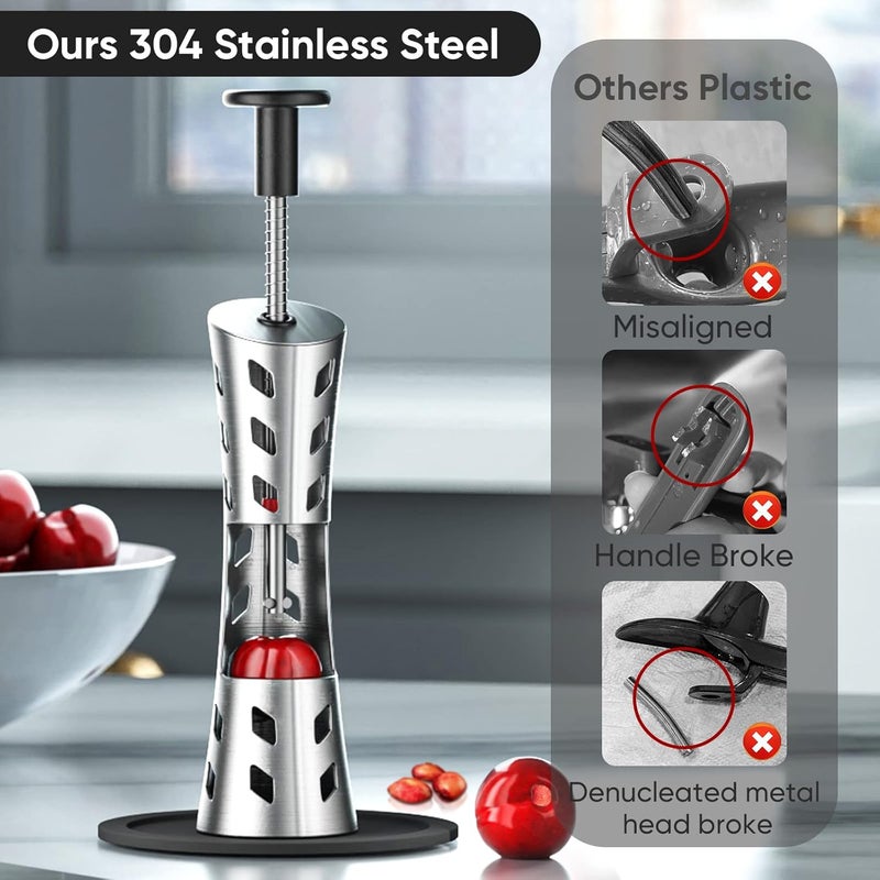 YYP Cherry Pitter Remover Tool - 304 Stainless Steel, Durable, Press Type for Effortless Cherry Seed Removal. Perfect Kitchen Tool for Coring and Deseeding Fruit Pits - Image 3
