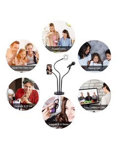 Generic 3 in 1 Professional Live Broadcasting Kit with Mini USB Ring Mic Stand and Mobile Phone Webcam Stand Premium Stand for Makeup Video Shooting, Live Video Calling and More  - Image 2