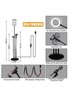 Generic 3 in 1 Professional Live Broadcasting Kit with Mini USB Ring Mic Stand and Mobile Phone Webcam Stand Premium Stand for Makeup Video Shooting, Live Video Calling and More  - Image 3