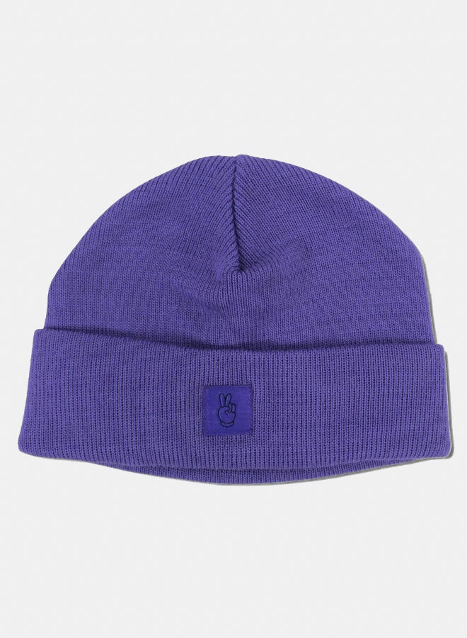 playmore Unisex Wool Ice Cap - Purple with Victory Sign Appliqued - Image 1