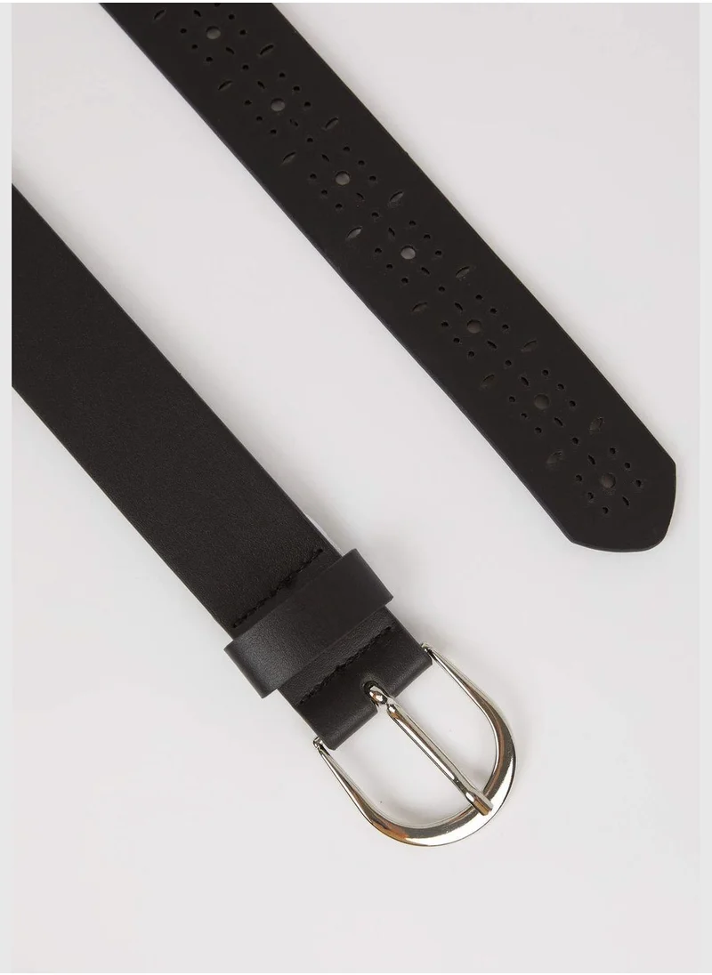 DeFacto Faux Leather Oval Buckle Belt