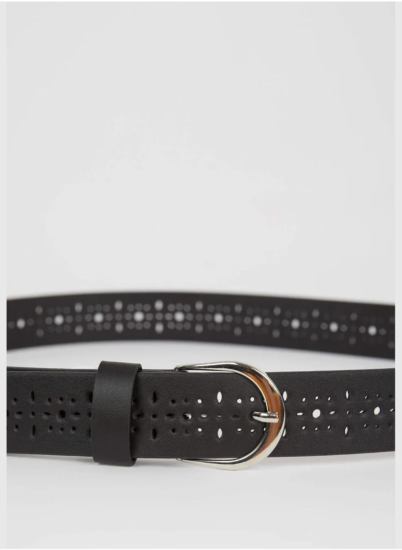 DeFacto Faux Leather Oval Buckle Belt