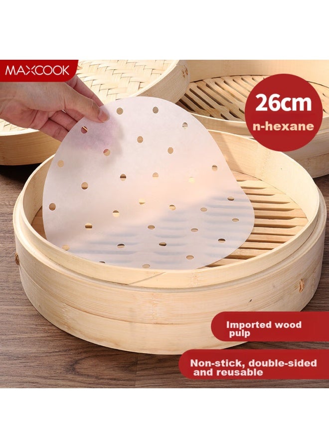 MAX COOK Maxcook Steamer Paper, Dumpling Liner, Steaming Paper, Steamer Rack Paper, Disposable, 100 Sheets, Diameter 26cm, Mcpj1672 - Image 1